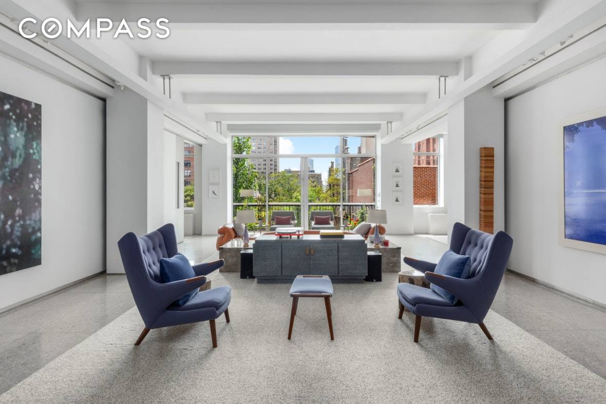 A private key locked elevator transports you directly into a sprawling 5, 800 Sq Ft light bathed dream loft a rare offering in Greenwich Village.