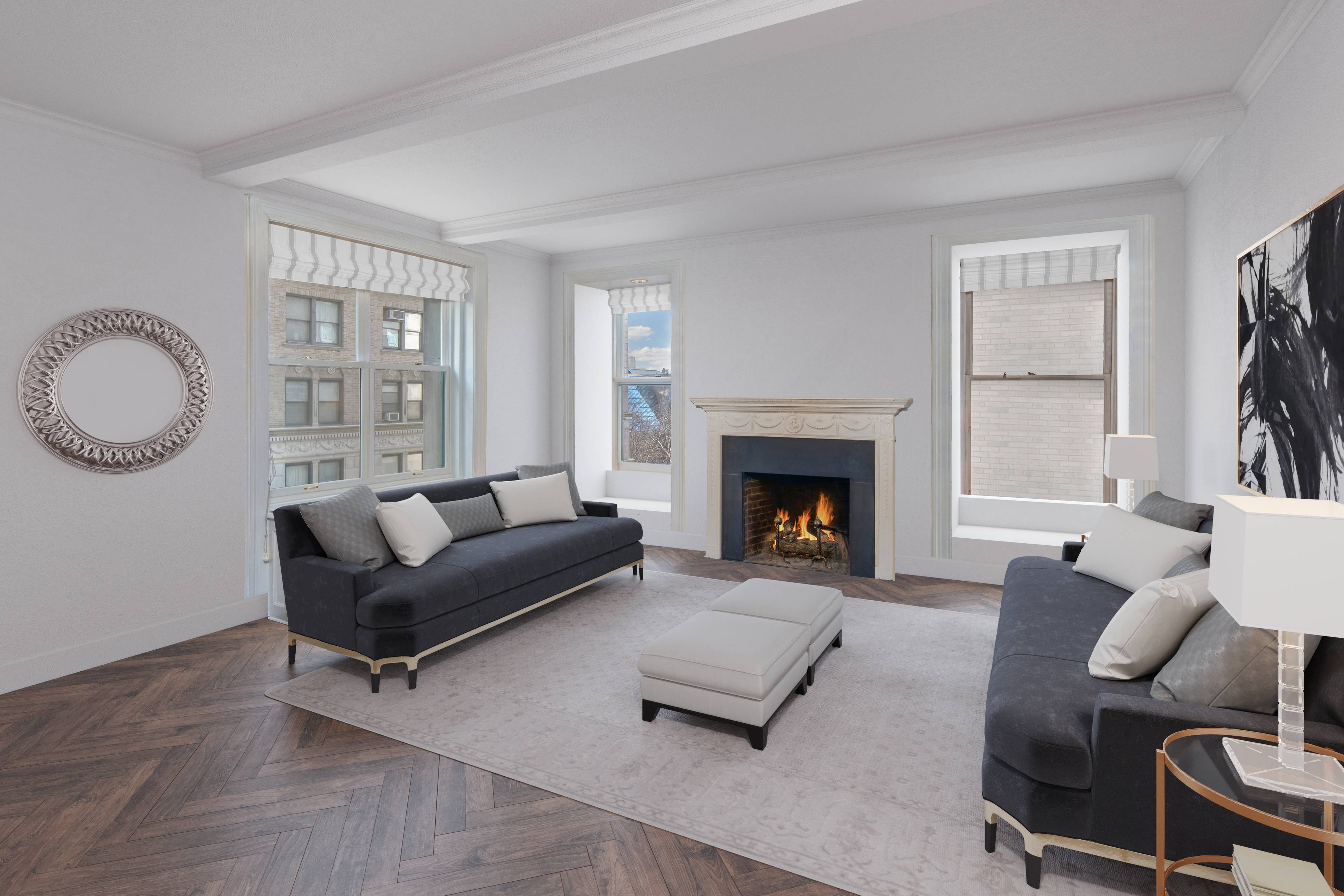 Spread out in a true 3 bedroom with prewar details like herringbone oak floors, high beamed ceilings, and a wood burning fireplace.
