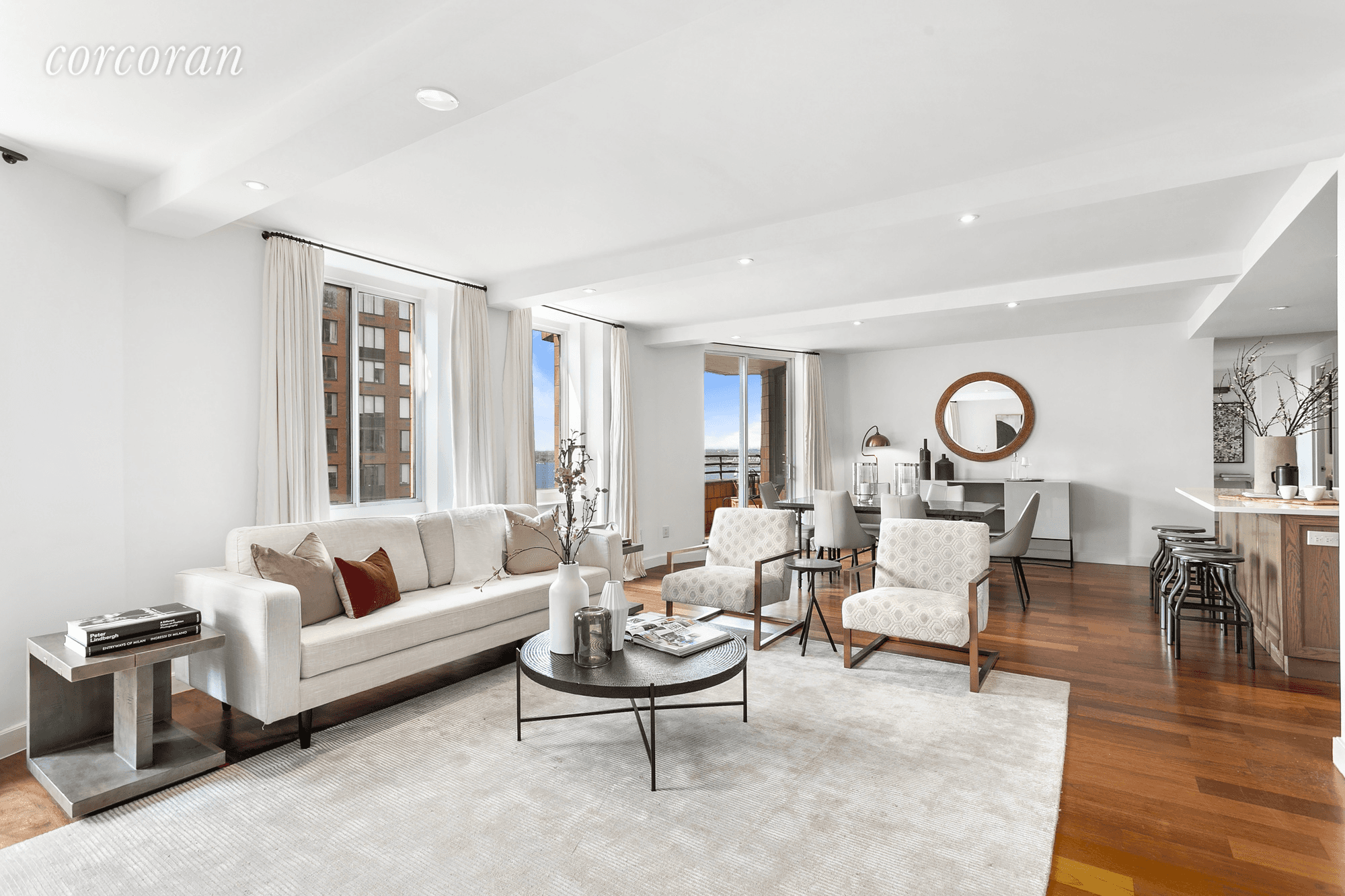 Surround yourself in stunning interiors and glorious water views in this expansive three bedroom, two and a half bathroom home in one of Battery Park City's best full service condominiums.