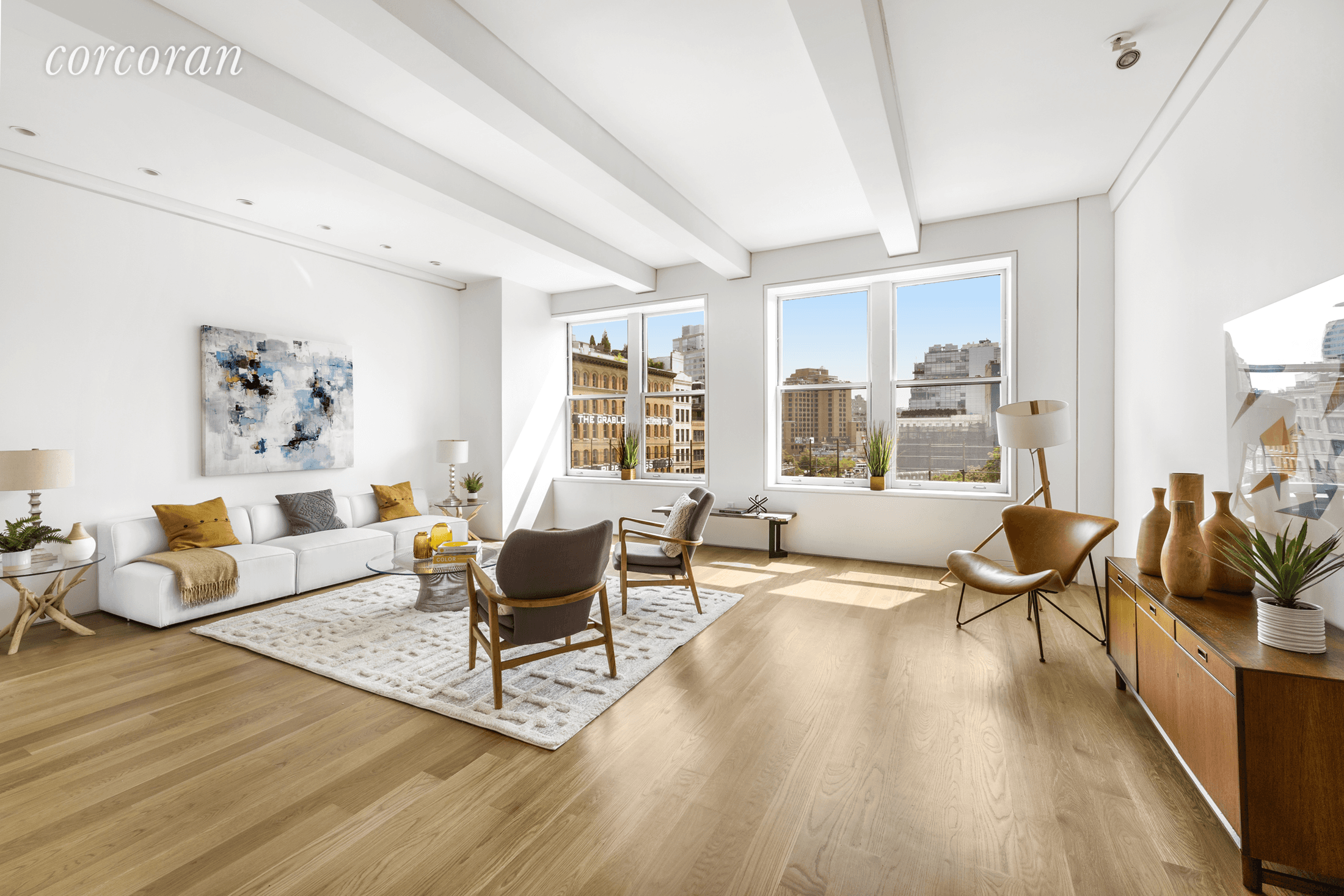 Rarely available, renovated loft in the heart of TriBeCa allows for authentic loft living with modern conveniences.