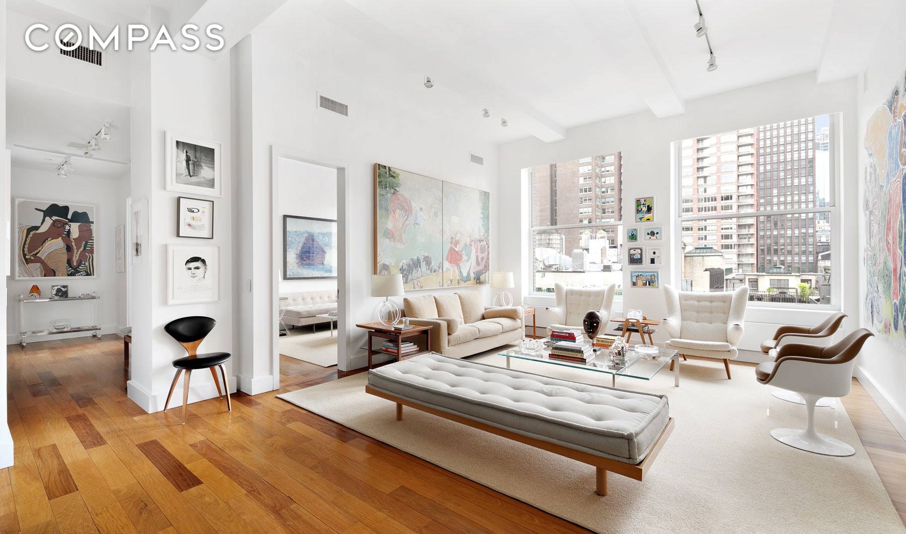 Located on the perimeter of Madison Square Park in New York s most engaging neighborhood, Apartment 12E is customized from its original floorplan to create wonderful architectural balance and flow.