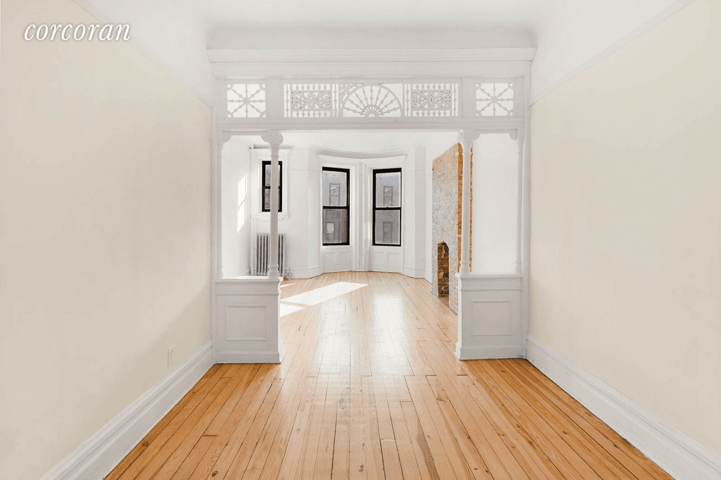 This spacious 1200 square foot 2 bedroom 1 bath apartment which has bright southern and northern exposures, garden view with beautiful pre war details throughout and high ceilings.