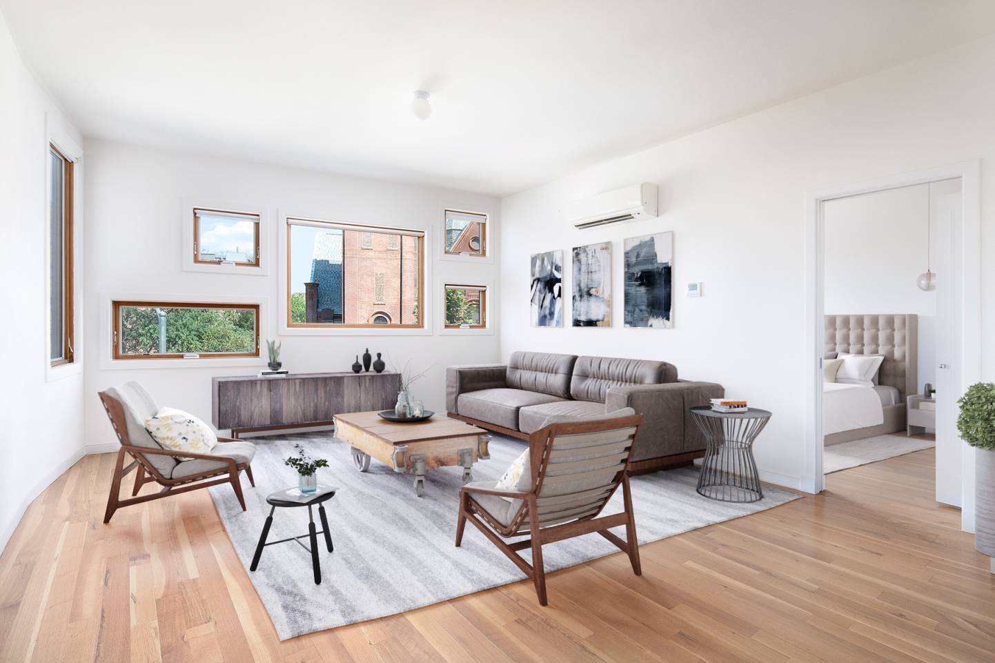 Enjoy gorgeous natural light and impeccable design in this fantastic two bedroom, two bathroom home in a chic, modern Clinton Hill condominium.