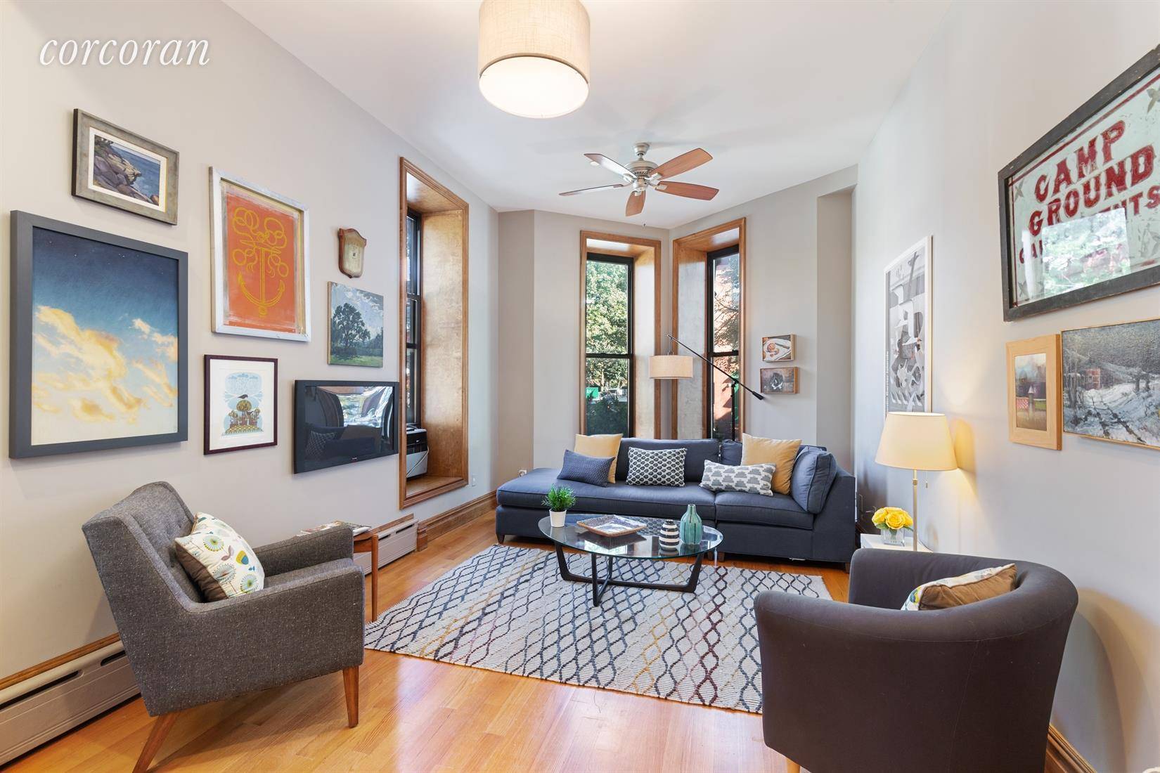With FOUR exposures, THREE bedrooms, TWO baths, THREE bay windows, TWELVE foot ceilings, and a slice of outdoor space, this Park Slope CONDO won't last long !