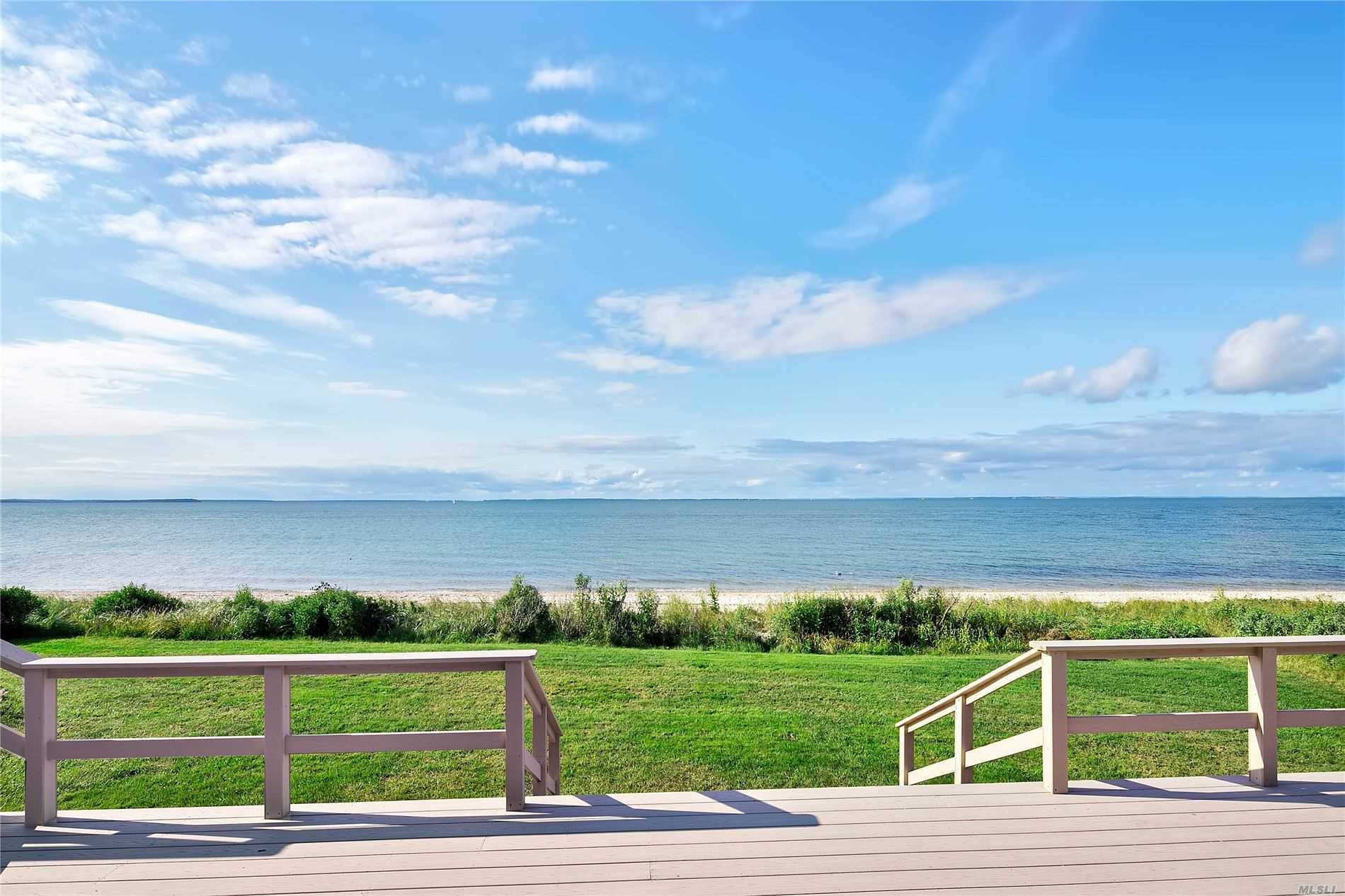 Great location ! This waterfront property with amazing sunsets make this home so special on Gardiners Bay in East Hampton.