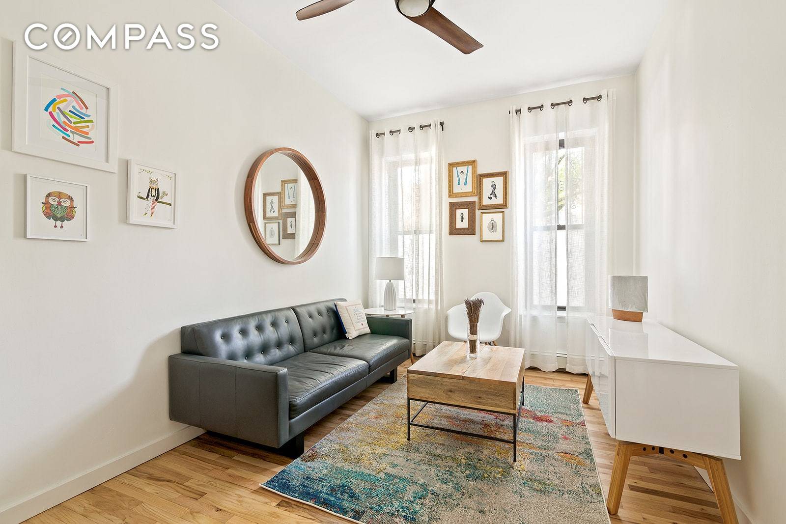 This may be the perfect one bedroom home a beautifully realized renovation in a well regarded co op with an enormous common garden that has separate gardening and grilling areas.