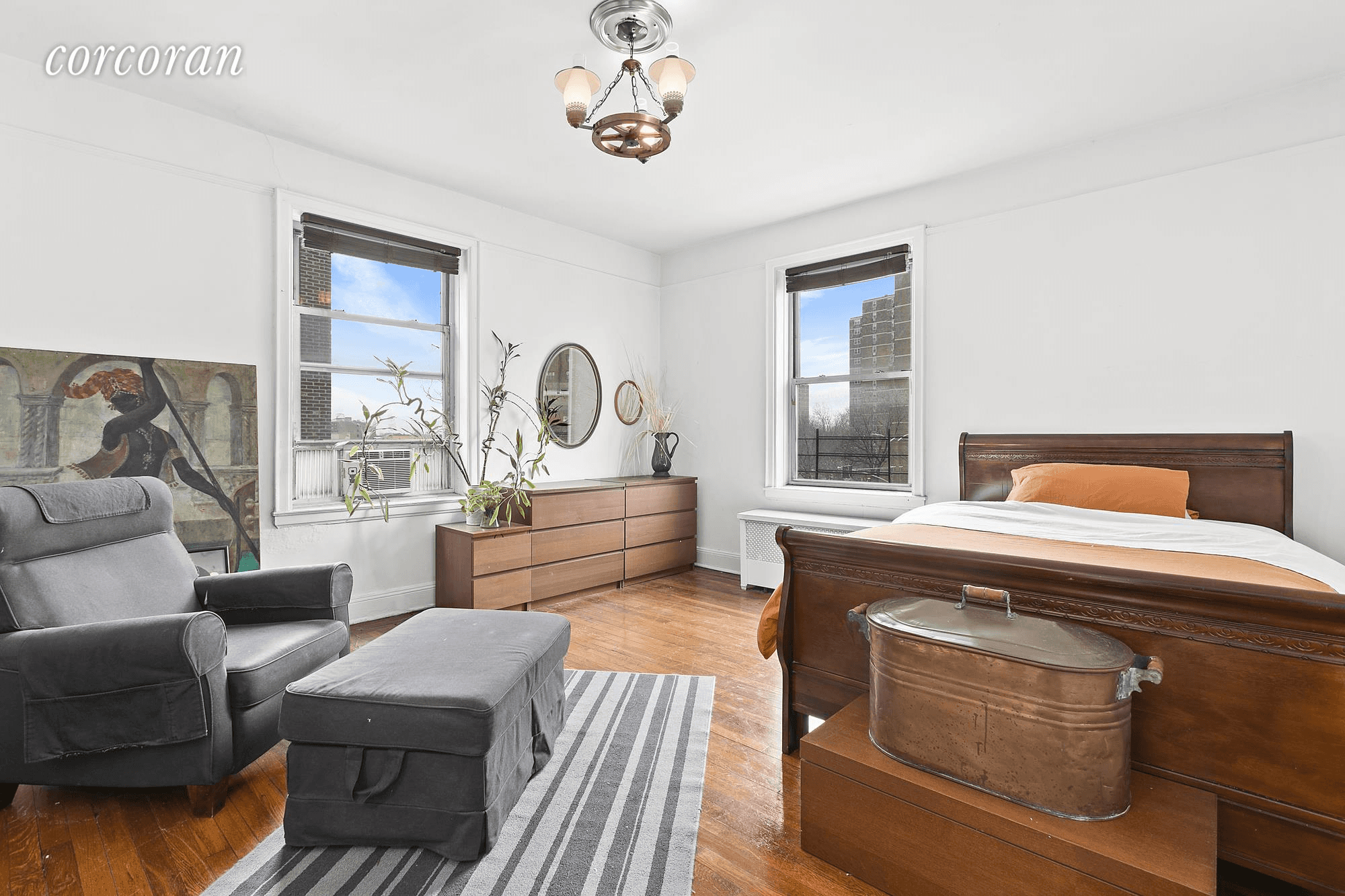 Located at 59 11 Queens Boulevard, an intimate pre war co op building, this south facing one bedroom one bathroom home is both functional and spacious.