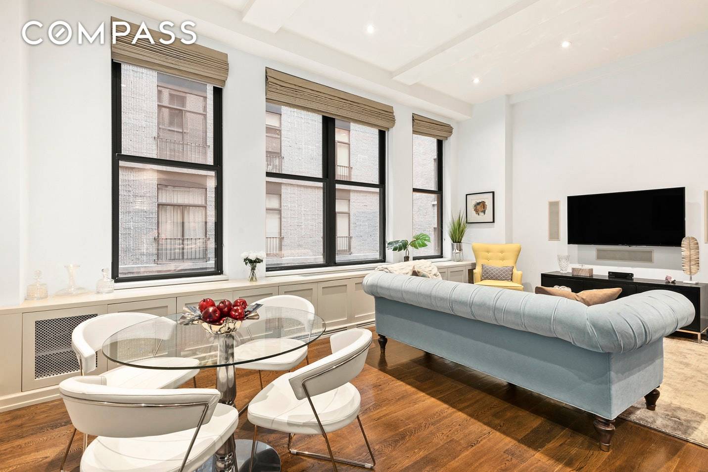 A tremendous, one bedroom, one and a half bath condo with oversized windows and voluminous 11' ceilings that heighten the classic NYC loft feel of this beautiful home.
