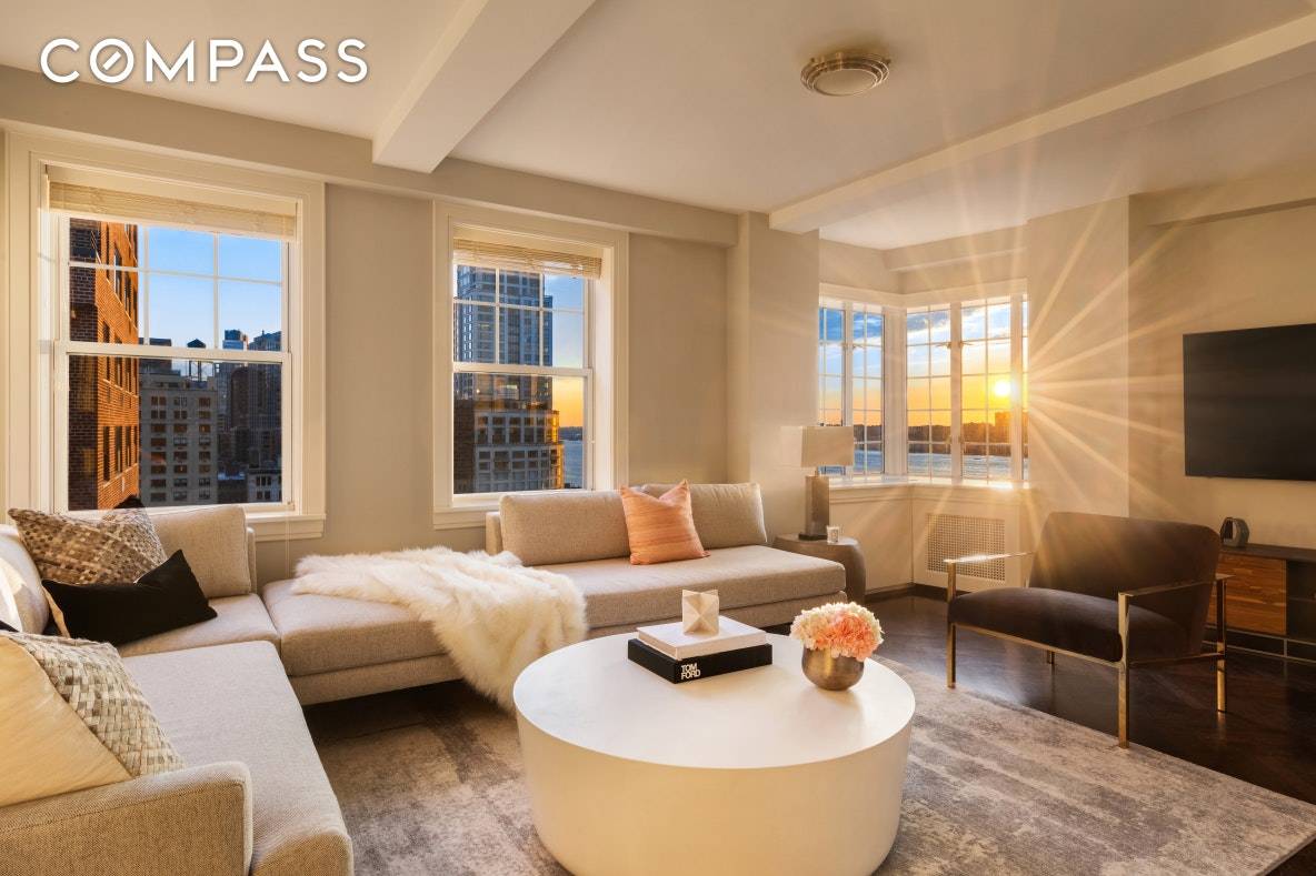 Rare offering at 22 Riverside Drive, a full floor three bedroom formerly four bedroom prewar condominium with panoramic 360 degree views, including open Hudson River views.