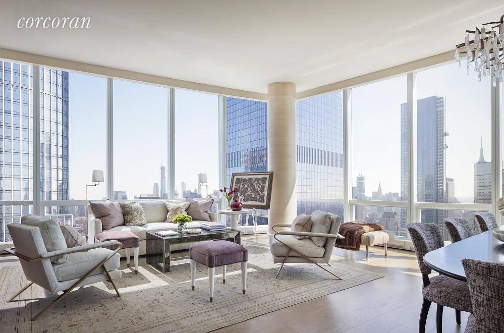 SPECTACULAR PANORAMIC VIEWS OF THE HUDSON RIVER AND MANHATTAN SKYLINE FROM THIS GRACIOUS HIGH FLOOR THREE BEDROOM HOME.