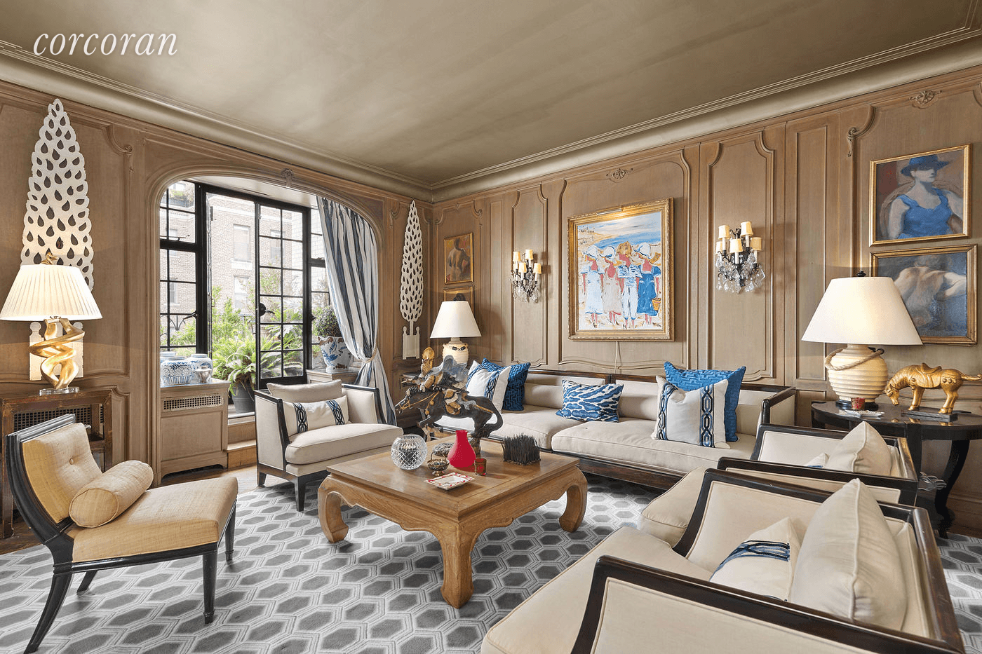 Impossibly chic penthouse with fabulous wrap terrace in premier Carnegie Hill cooperative.