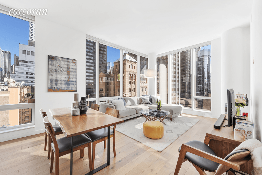 Designed meticulously 17D is a sun drenched corner one bedroom condominium available at 325 Lexington.
