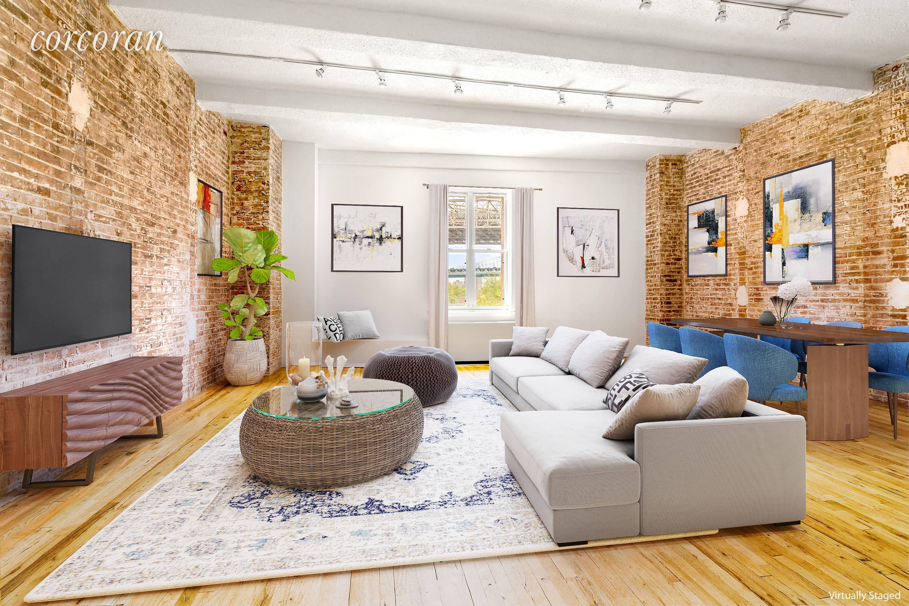 Want space ? Say less. Adjacent to Brooklyn Bridge Park where DUMBO meets Brooklyn Heights, Unit 4J of 28 Old Fulton Street is the epitome of Brooklyn loft living.