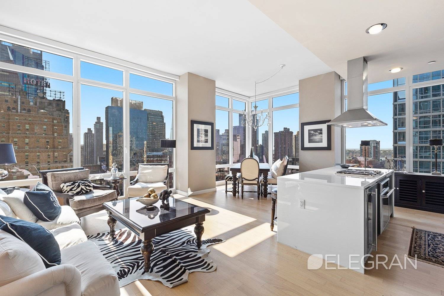 Step into this sun drenched two bedrooms in the heart of Times Square.