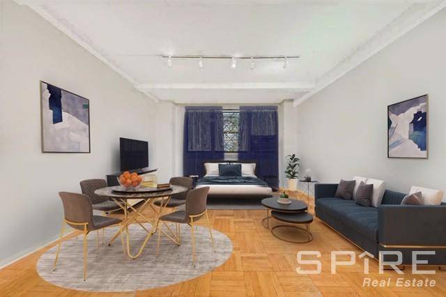 This large maisonette studio is located along a beautiful tree lined block in one of the famed Eastgate buildings designed by Emory Roth in 1936, and is around the corner ...