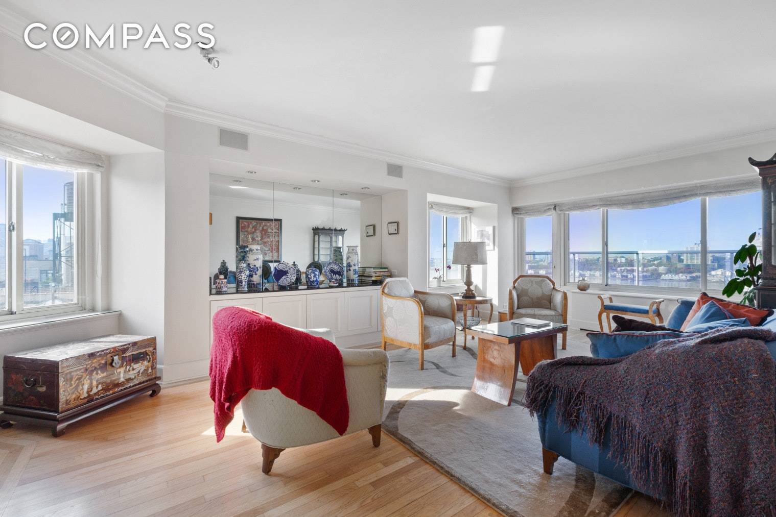 Sweeping Hudson River and southern city views greet you as you enter this penthouse corner apartment on a prime Upper West Side block.