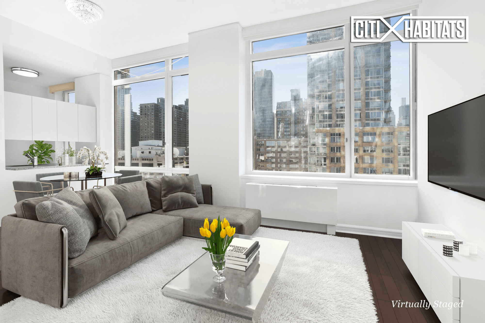 This gorgeous east facing apartment in The Avery gets tremendous sunlight and has wonderful open city views.