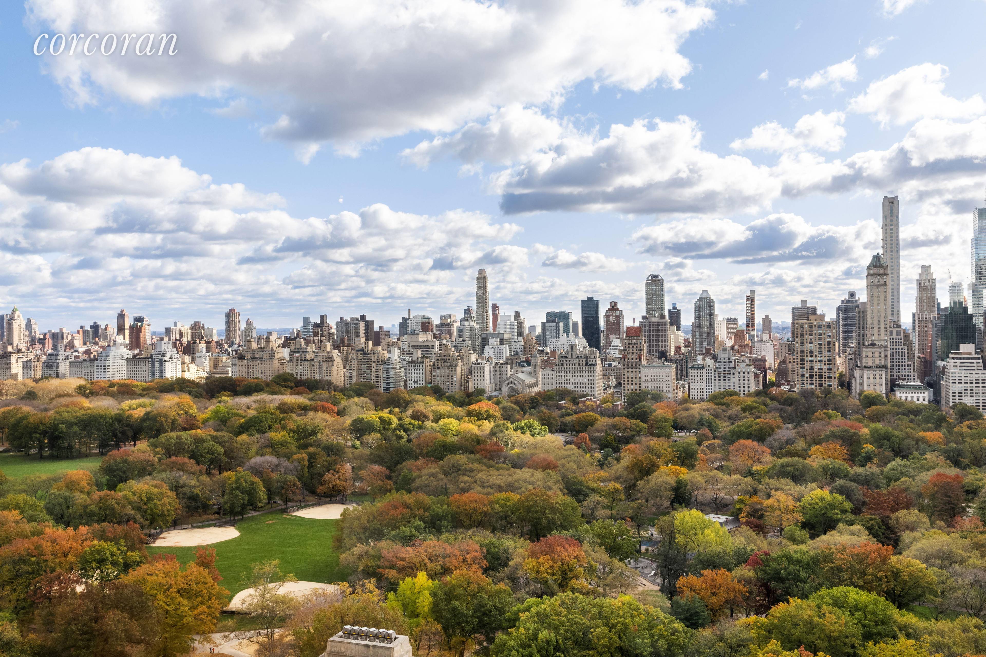 Exceptional 27th floor condominium residence with magnificent Central Park views from both from the living room and dining room.