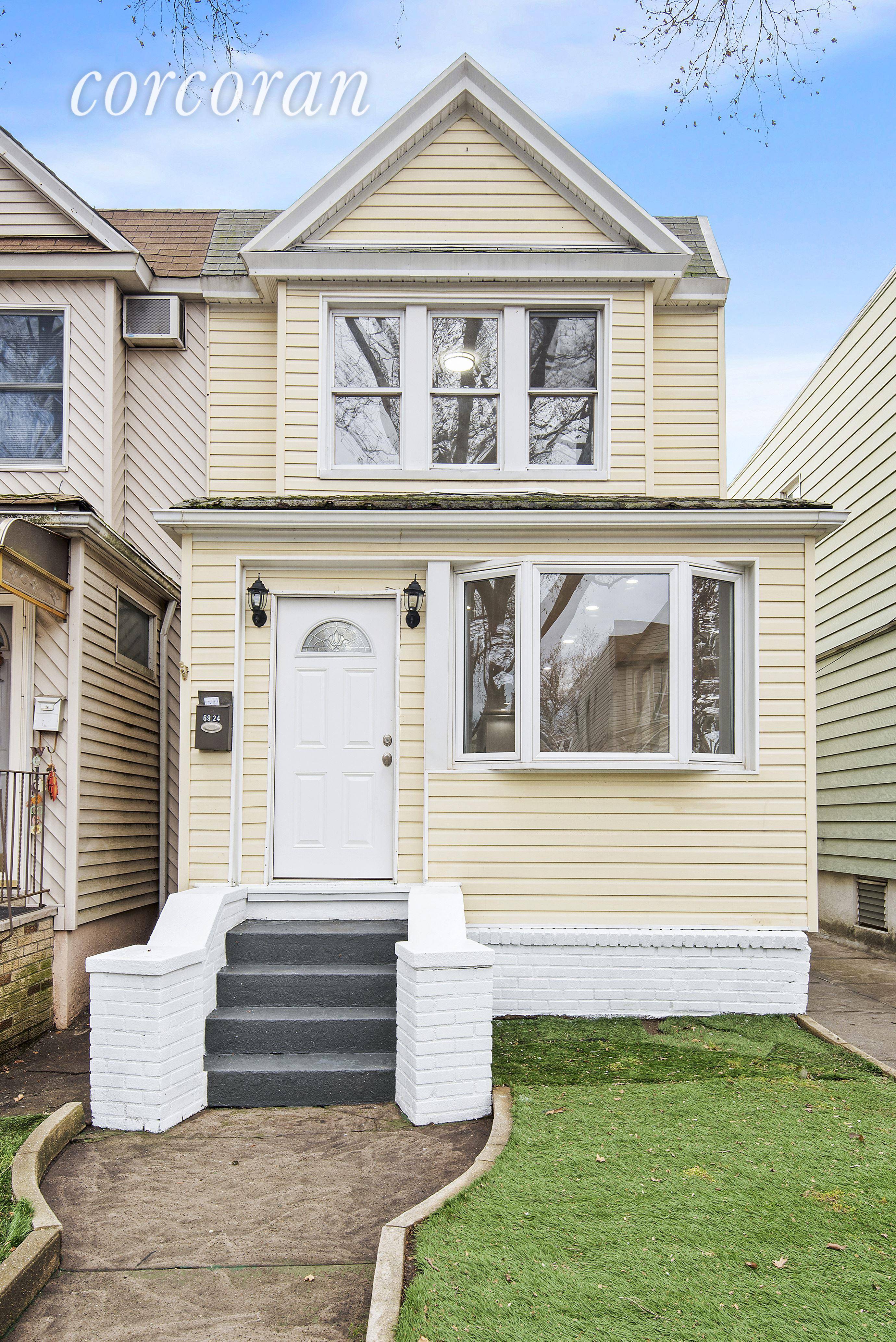 Welcome home to 69 24 66th Place, a newly renovated and super sunny three bedroom home on the cusp of Ridgewood amp ; Glendale, with a shared driveway !