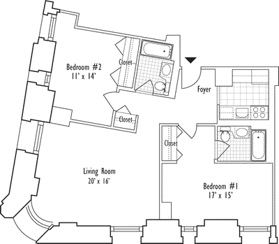A Beautiful 1029 S.F. | 96 SqM Corner 2 Bedroom / 2 Bath | Conv. 3 Bedrooms | High Ceilings | Massive Living Room | #WallStreet #FiDi #Broadway #FinancialDistrict