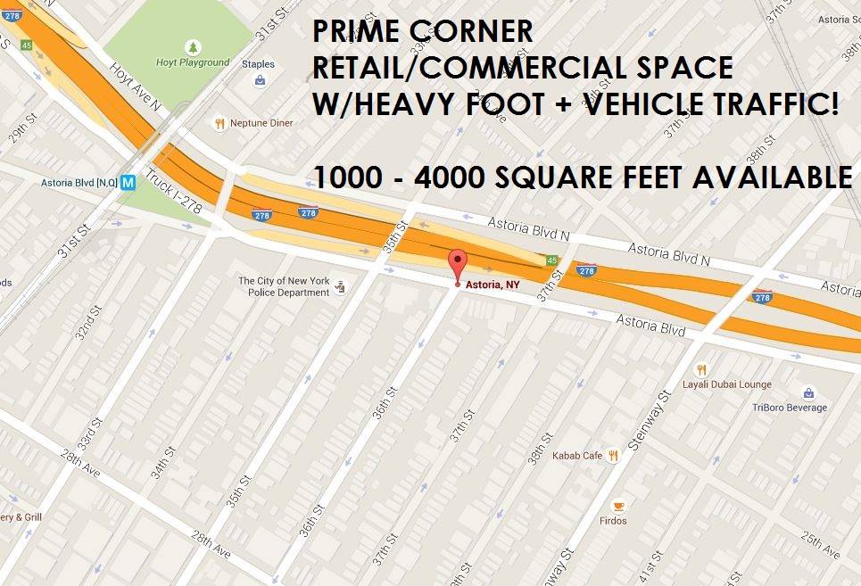 Astoria: Prime Corner Retail Space Close to N & Q Train w/ Heavy Foot + Vehicle Traffic