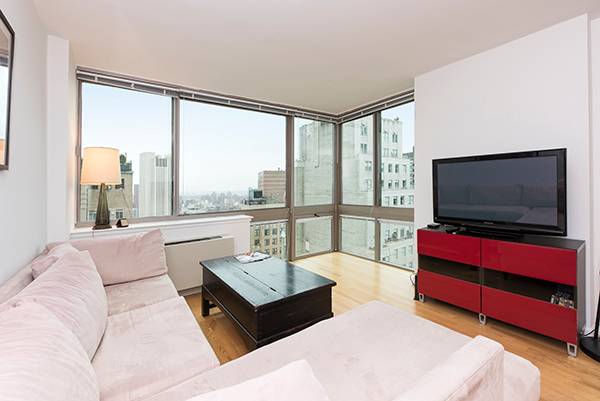 A Fabolous  662 S.F. | 62 SqM Corner One bedroom with Spectacular River Views through Floor-to-Ceiling Windows | Available 2/27/2016 - 6/30/2016 #LeaseAssignment | #NoFee | #2GoldStreet #FinancialDistricit #FiDi 