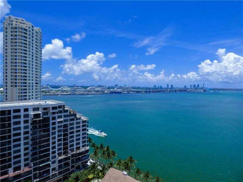Panoramic views of Biscayne Bay and Port of Miami from the top floors of Brickell Key One