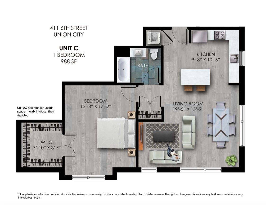 New Construction oversized 1BR condo in elevator building with deeded parking included