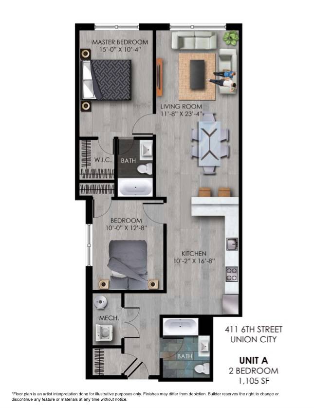 New Construction 2BR/2BA condo in elevator building with deeded parking included
