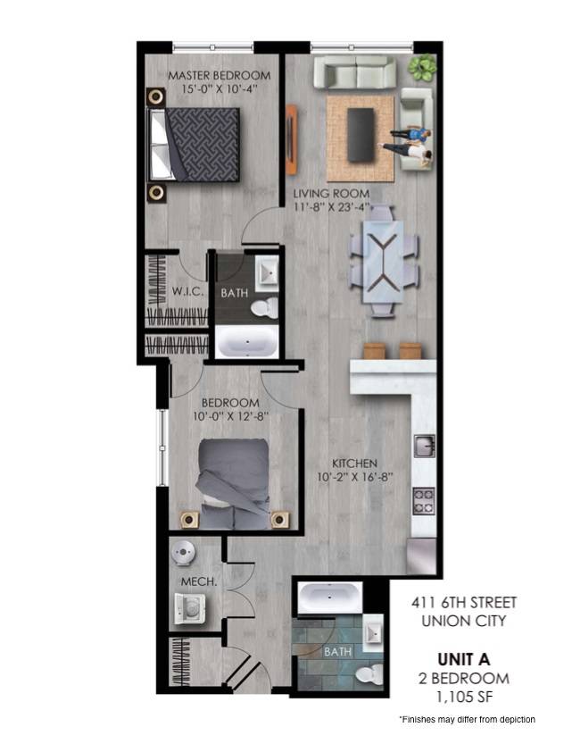 New Construction 2BR/2BA condo in elevator building with deeded parking included