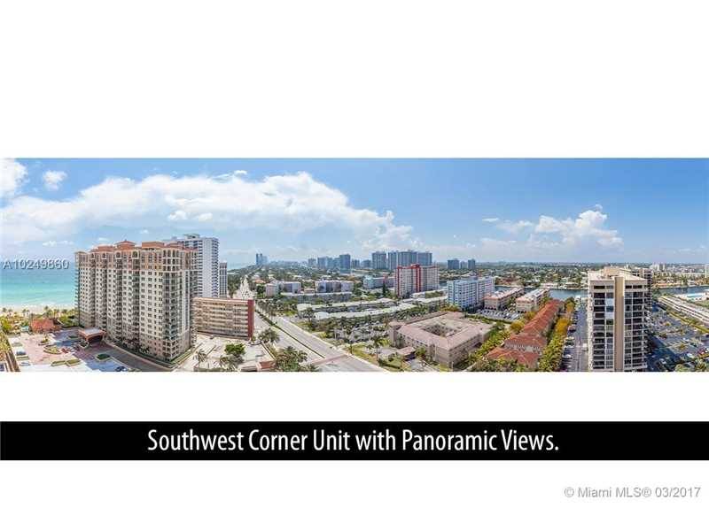 Completely remodeled corner unit with panoramic City and Intracoastal views and partial Ocean views from bedrooms and dining area