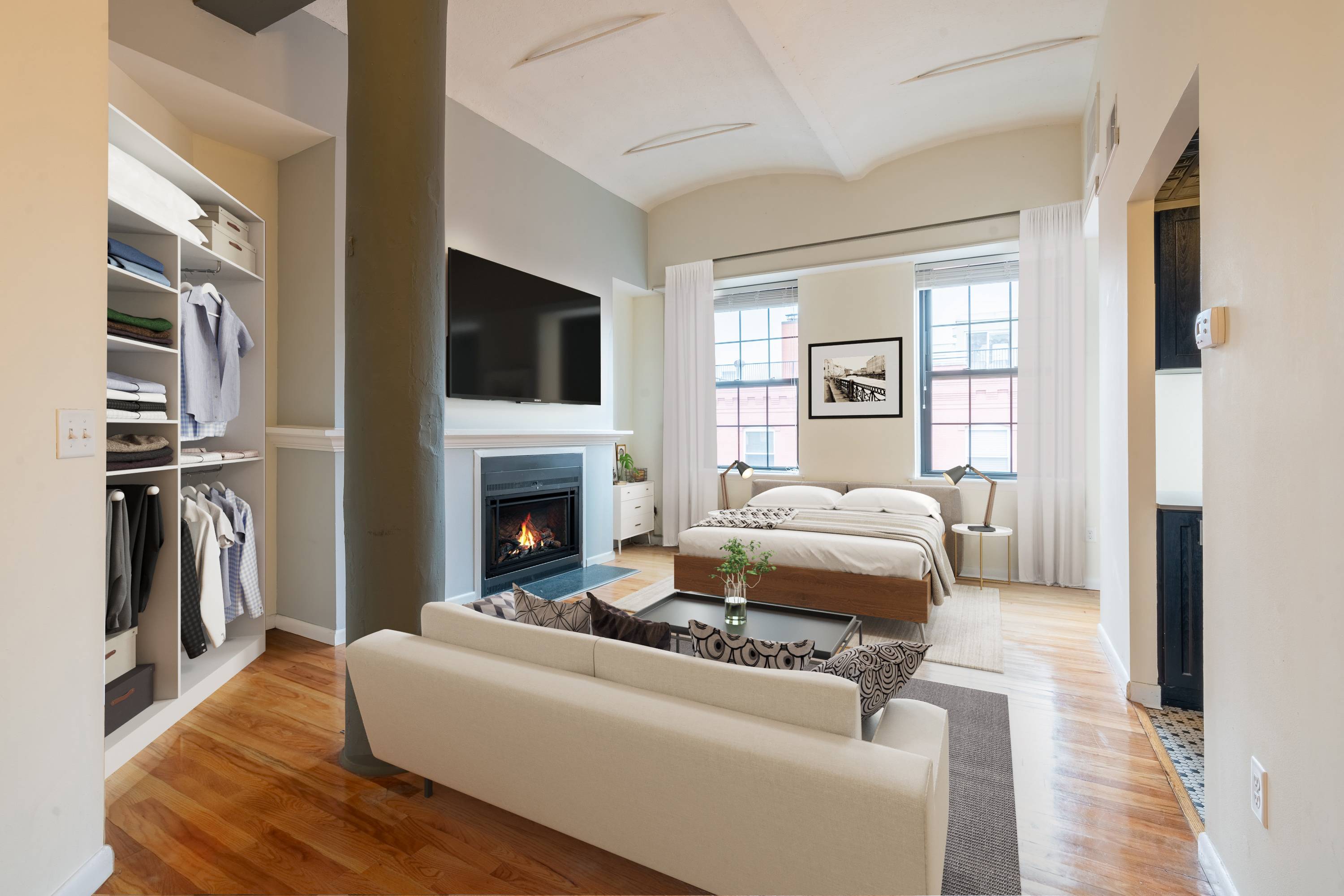 Stunning Studio Soho-Style Loft located in the heart of Downtown Hoboken!  Studio - 3 Bedroom Homes!  No Broker Fees! Close to Washington Street, Hoboken Path and Lightrail! Wood Burning Fireplace!