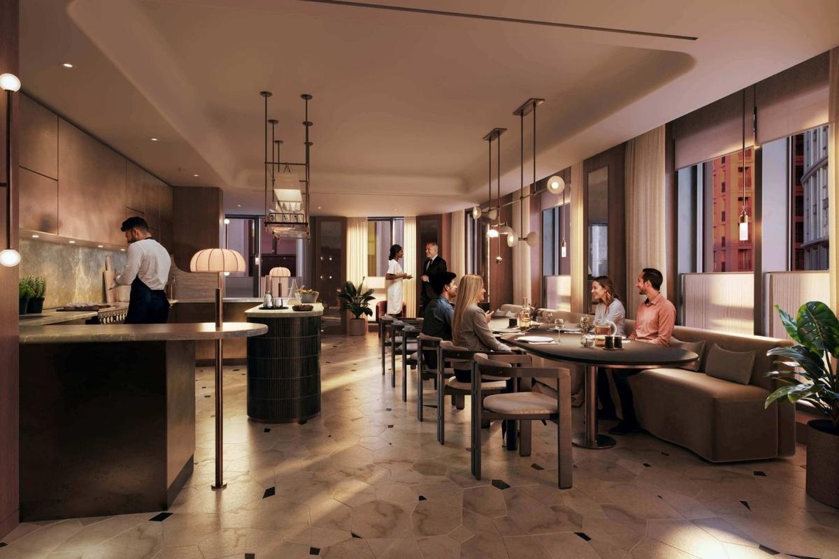 Trillium private co-working lounge — residents workspace luxury new build London