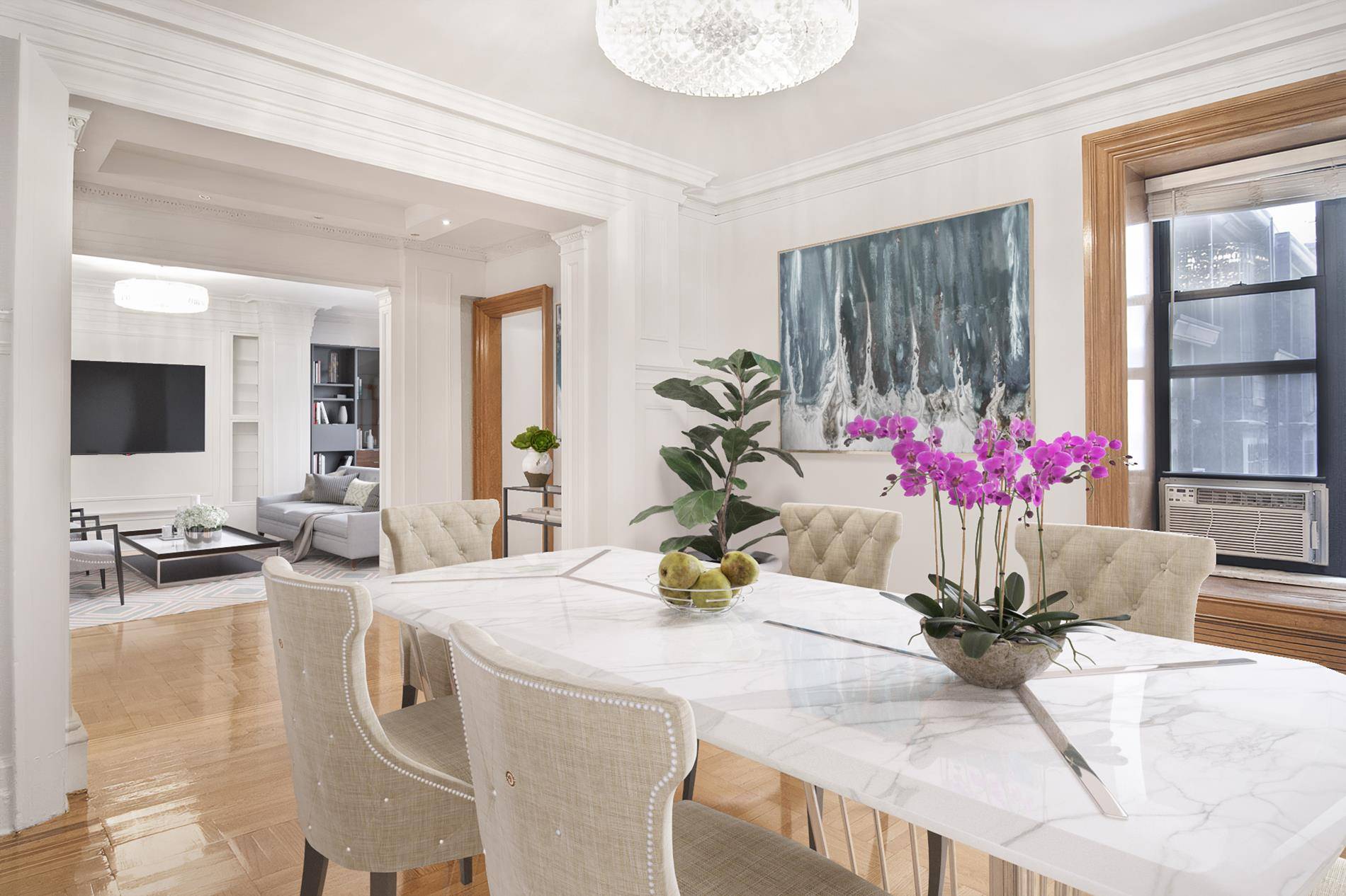 MAGNIFICENT and EXTRA LARGE Luxury 3 bed/ 3 bath No Fee Apartment in Midtown West with Grand Details and Abundant Light