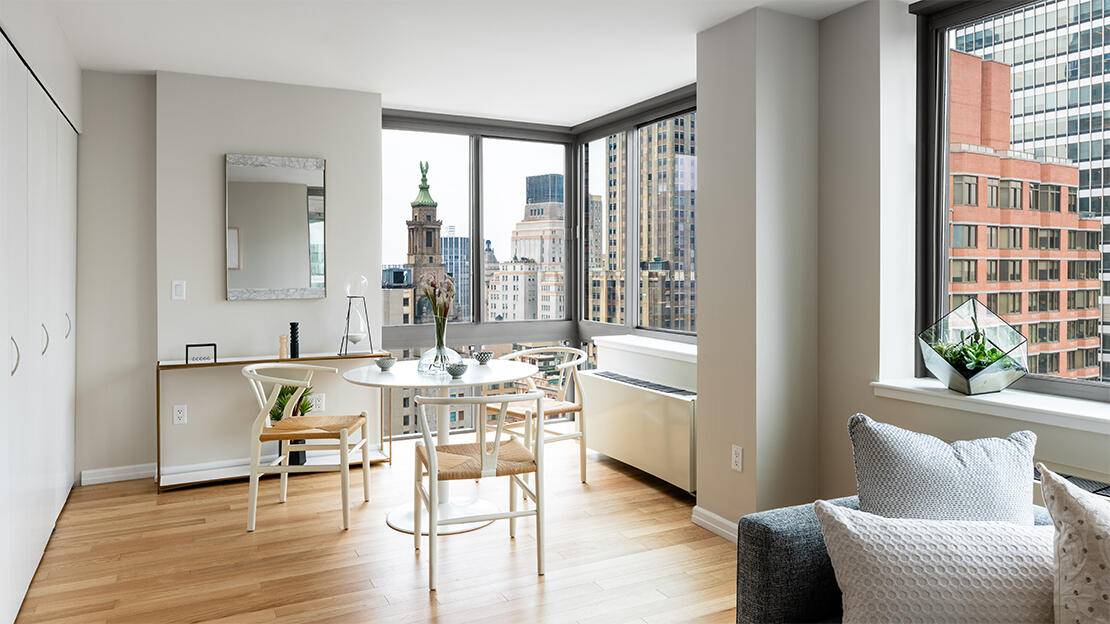 Bright Studio with Large Closets in Heart of FiDi, No Fee!