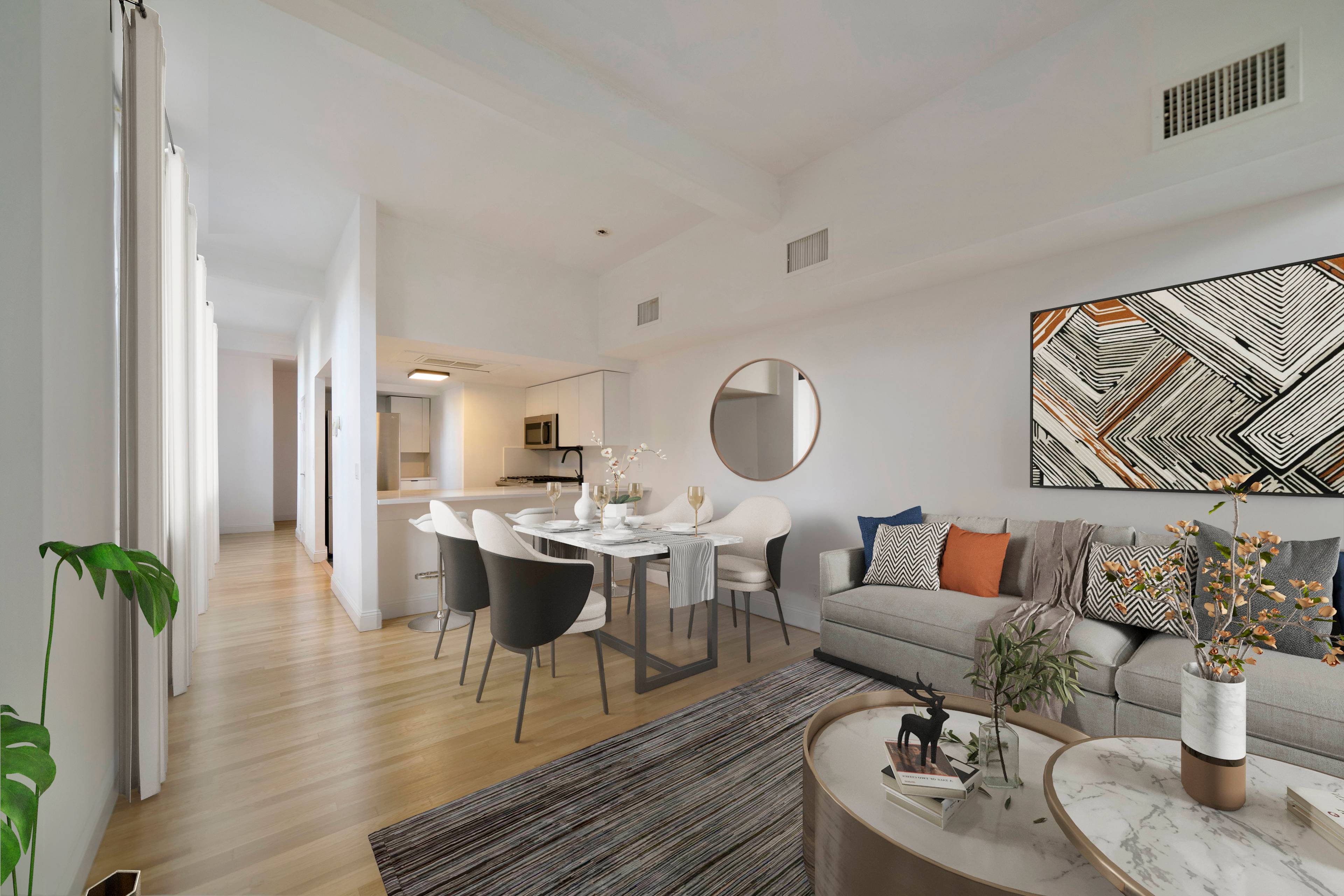 Beautiful Open and Spacious Brand New Renovation 2 Bedroom 1.5 Bathroom Soho Loft Duplex located at the Grand Adams in Downtown Hoboken!