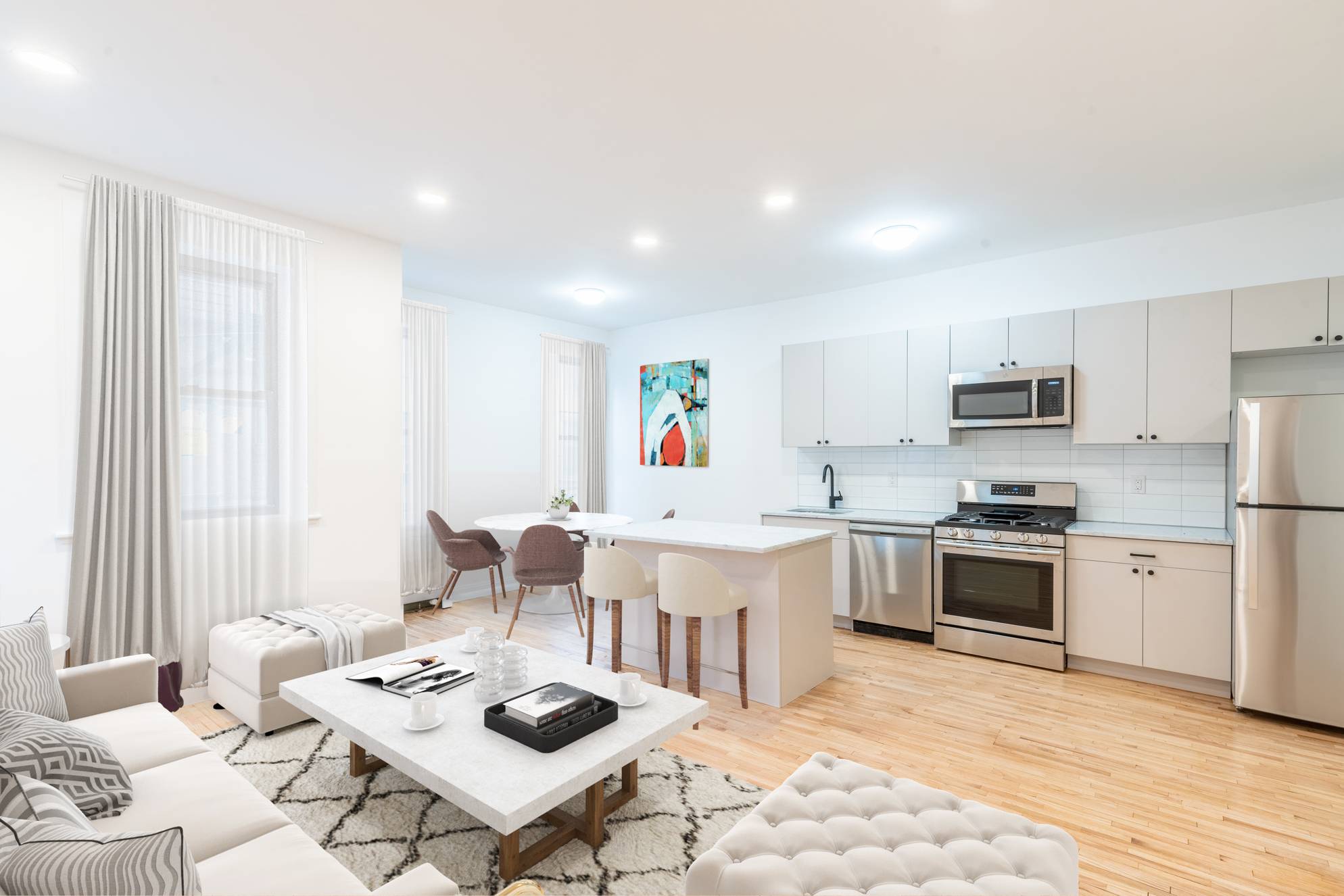 Beautifully Renovated 2 Bedroom 1.5 Bath Apartment located in Uptown Hoboken, NJ.  No Brokers Fee and 1 Month Free.