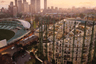 Historic photograph of Oval Gasholder No.1, installed 1847, the world's largest gasholder at the time, now home to The Halo penthouses
