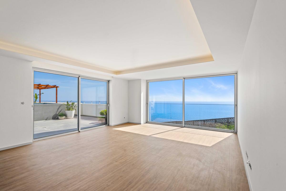 Penthouse living area ocean views