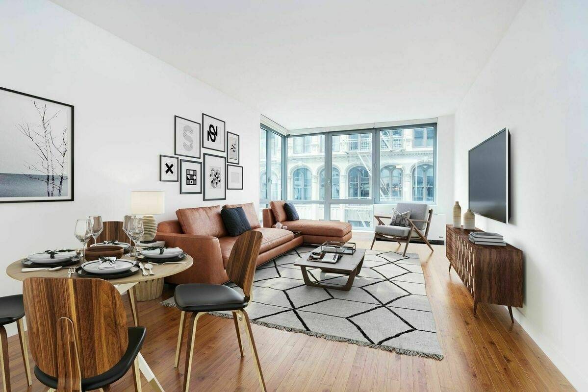 1BD/1BA in Tribeca with Great Light, Floor-to-Ceiling Windows, Gourmet Kitchen, High Ceilings, No Fee