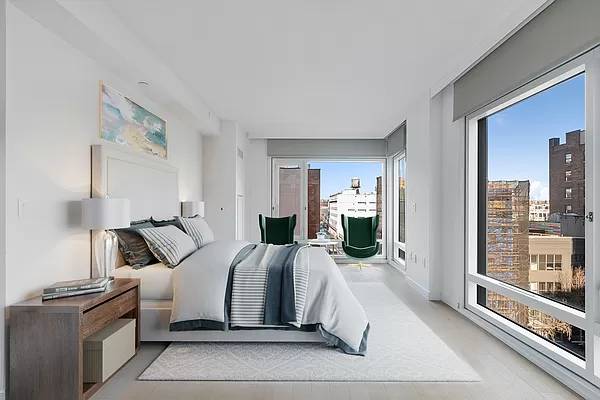 Gorgeous Midtown West 2BD/2BA with Excellent Light, Curved Glass Windows, Large Terrace, Master Suit, In-unit W/D, Premium Finishes, Spa-inspired Bathrooms