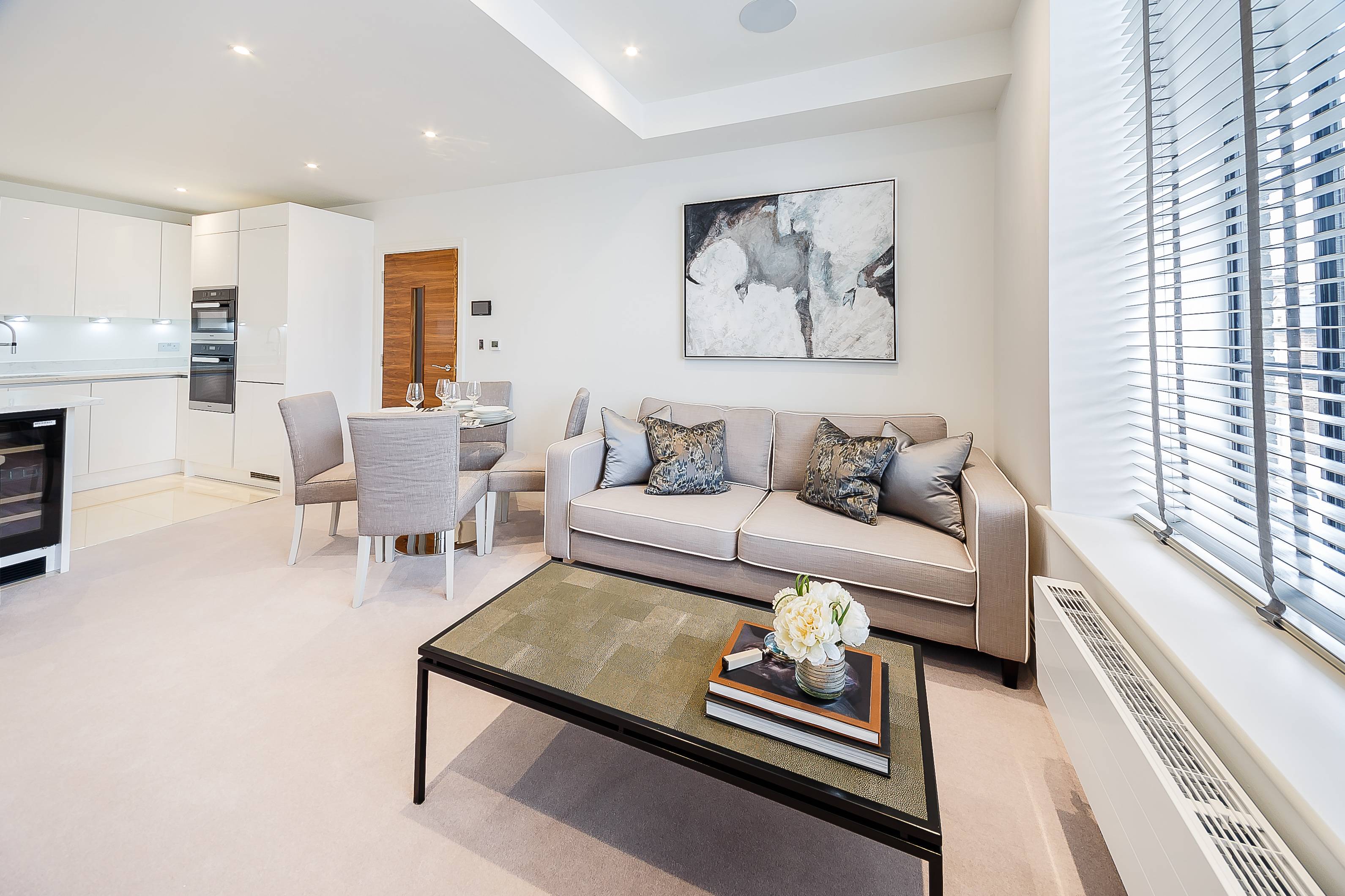 A strikingly brand-new interior designed two-bedroom, two-bathroom first floor apartment set within this newly converted, warehouse style, gated development on the River Thames.