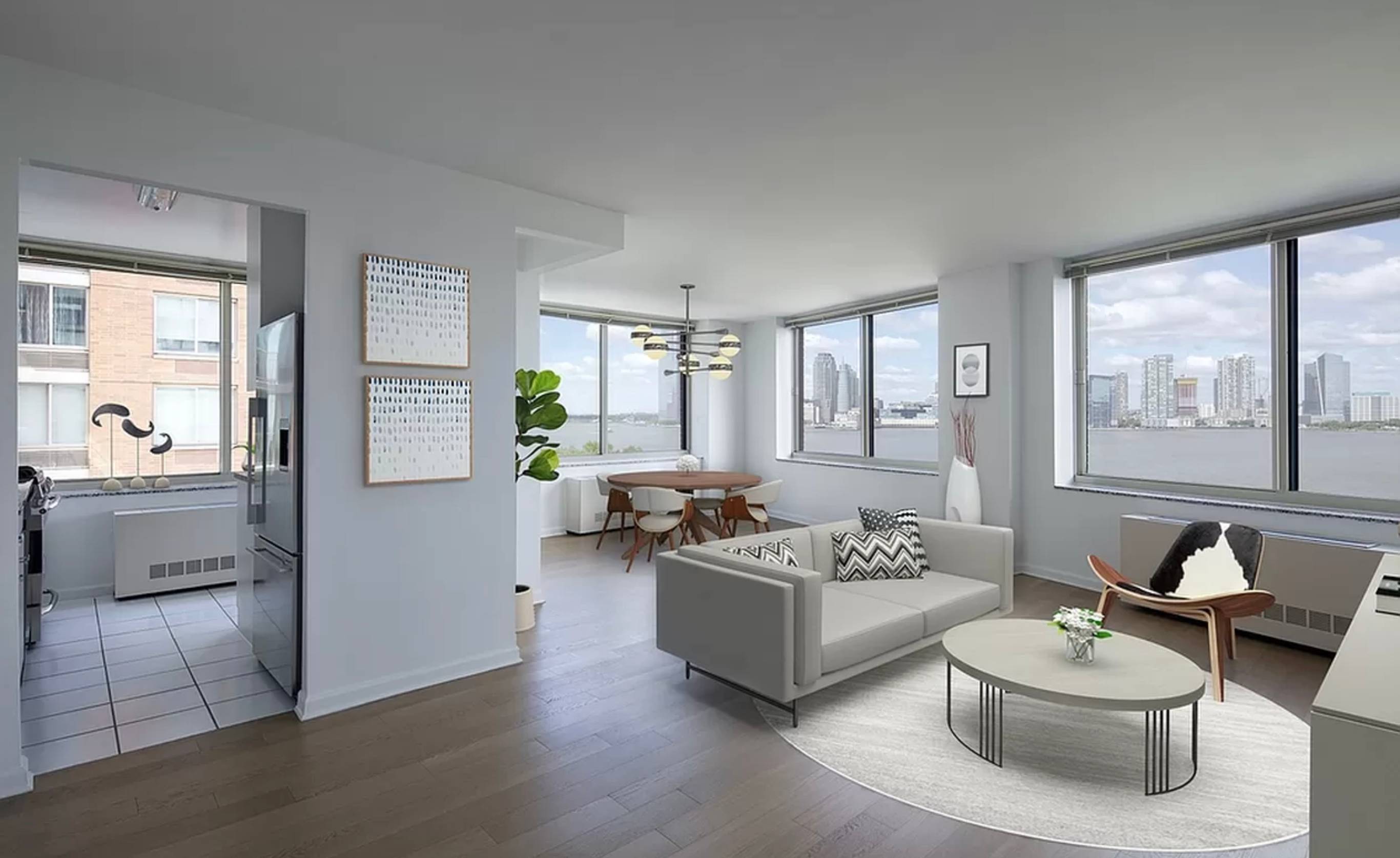 Tribeca Spacious Corner 2 Bedroom, 2 Bath featuring southern & western exposures with river views