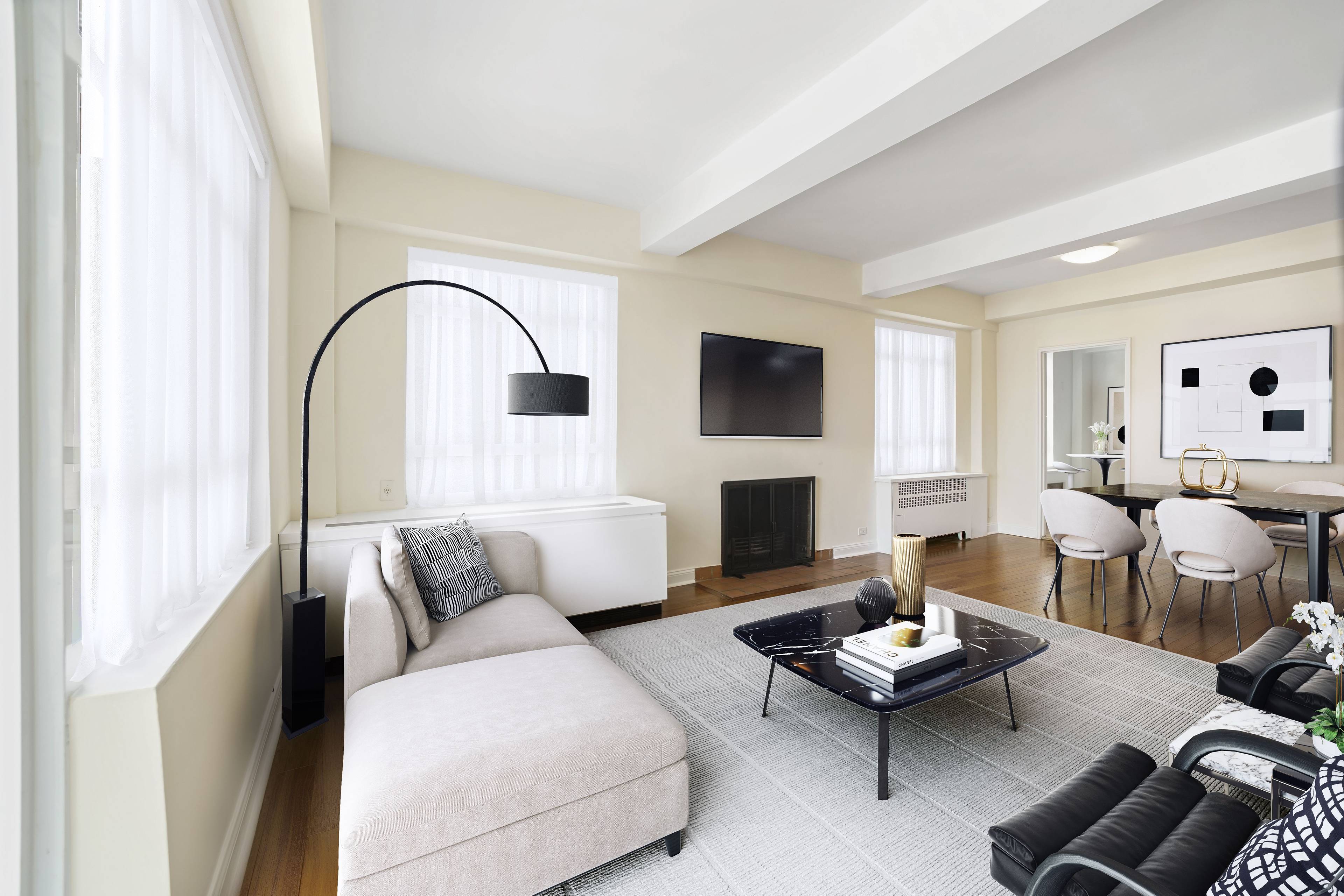Bright,  Luxury 1 bed/1.5 bath No fee, Apartment in Central Park South with Fireplace and Terrace
