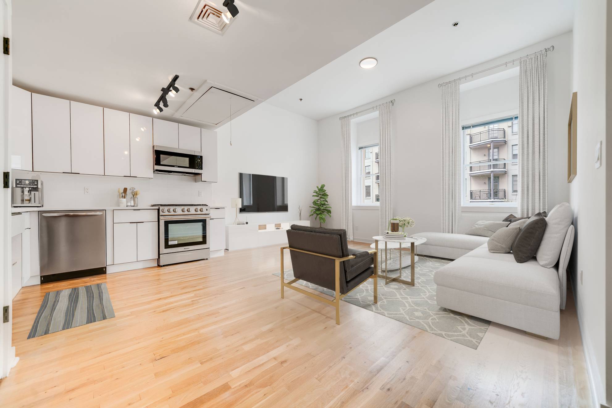 3 Stunning 1 Bedroom homes located at 716 Madison Street in Hoboken, NJ!  Newly Renovated! Close to NJ Lightrail Station as well as NYC Bus Stops! Elevator on Site and Parking!  Laundry in Unit!  No Fees!