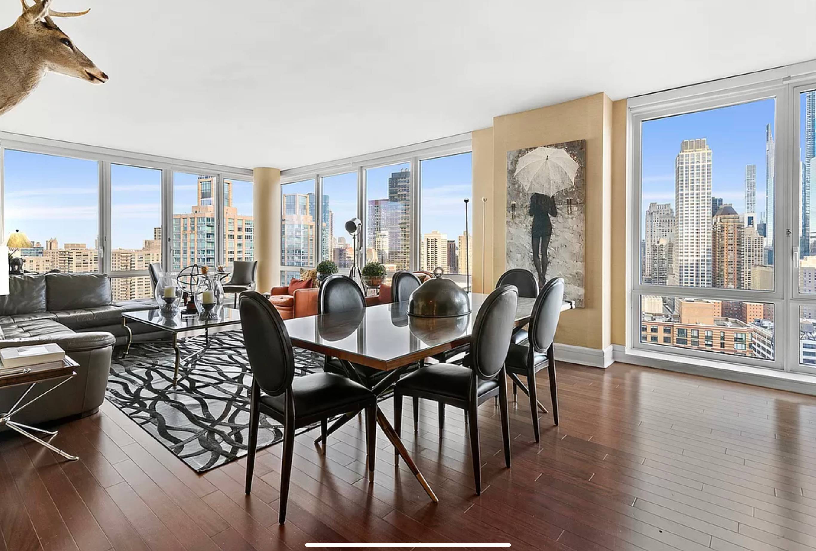 Fantastic fully furnished 3 bedroom, 3 bath residence boasts expansive New York City skyline and Hudson River views
