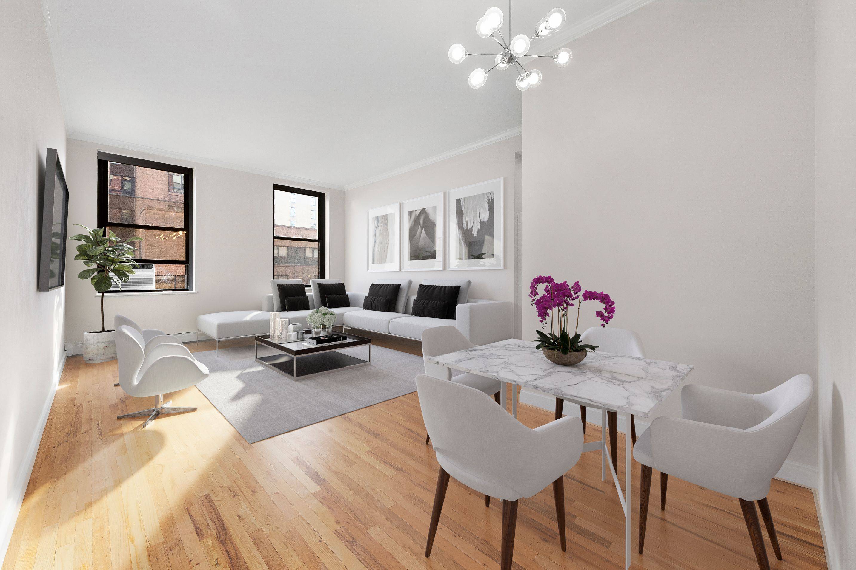 Mint Sun Flooded Large One Bedroom Loft with Home Office Alcove and Soaring 11 foot ceilings in a Full Service Iconic Building in Noho/Greenwich Village.