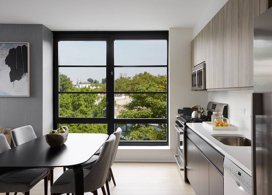 Beautiful and Tranquil 1BD/1BA in Carroll Gardens with White Oak Floors, Industrial Casement-Style Windows, Custom Italian Kitchen Cabinetry, W/D, No Fee