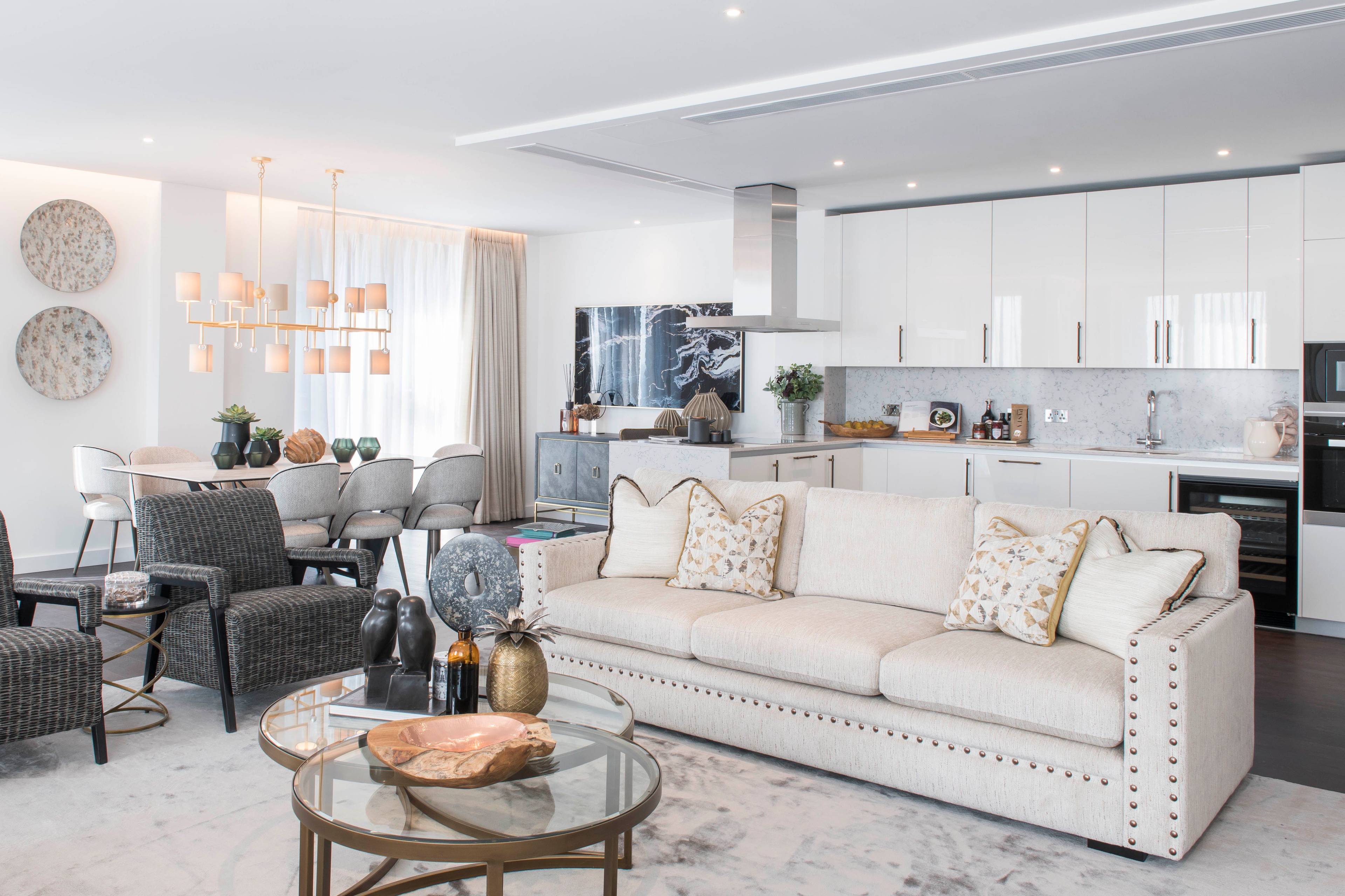 An impressive interior designed 1,715 Sq Ft three double-bedroom, two-bathroom air conditioned apartment located in Thornes House forming part of The Residence Collection in Nine Elms on London’s iconic South Bank.