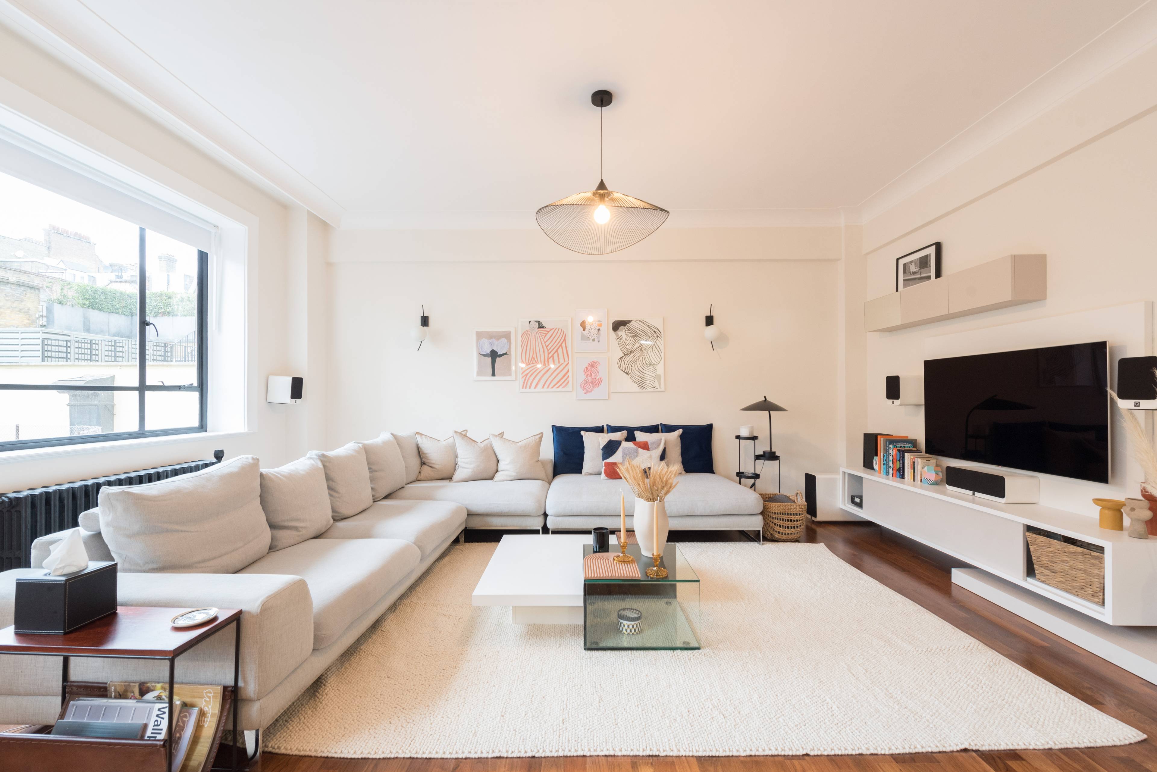 A newly refurbished two-bedroom, two-bathroom apartment located on Portland Place, Marylebone.